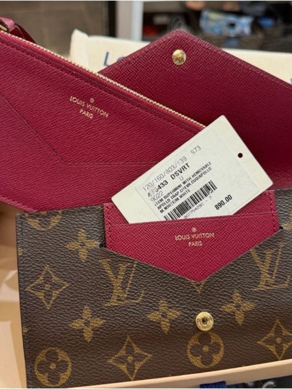 Louis Vuitton Monogram Wallet with Deep Berry Interior
